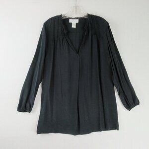 Soft Surroundings Pleated Long Sleeve Tunic Size M Black
